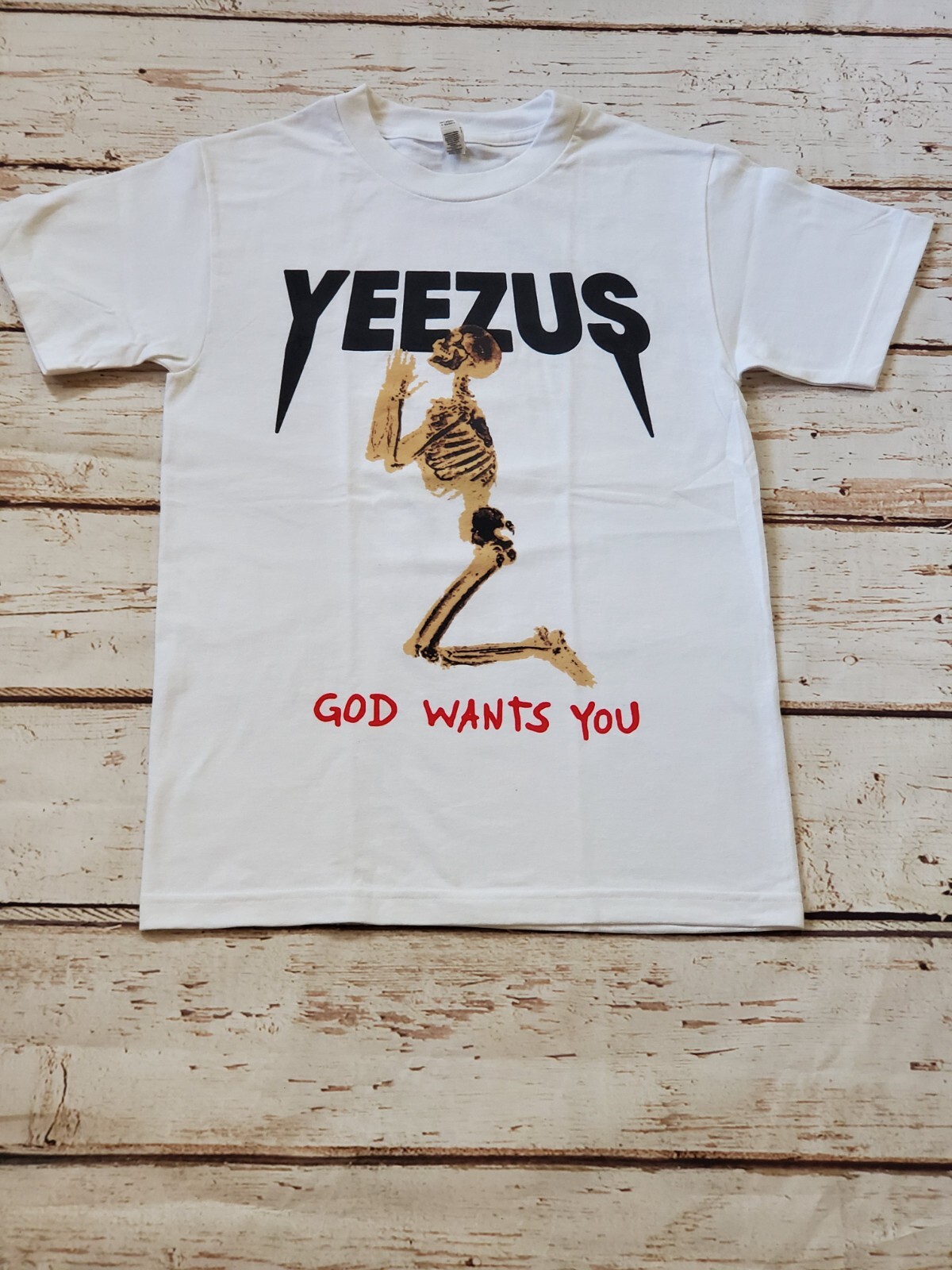 NEW-YEEZUS - SKELETON - GOD WANTS YOU - WHITE T-SHIRT gallery