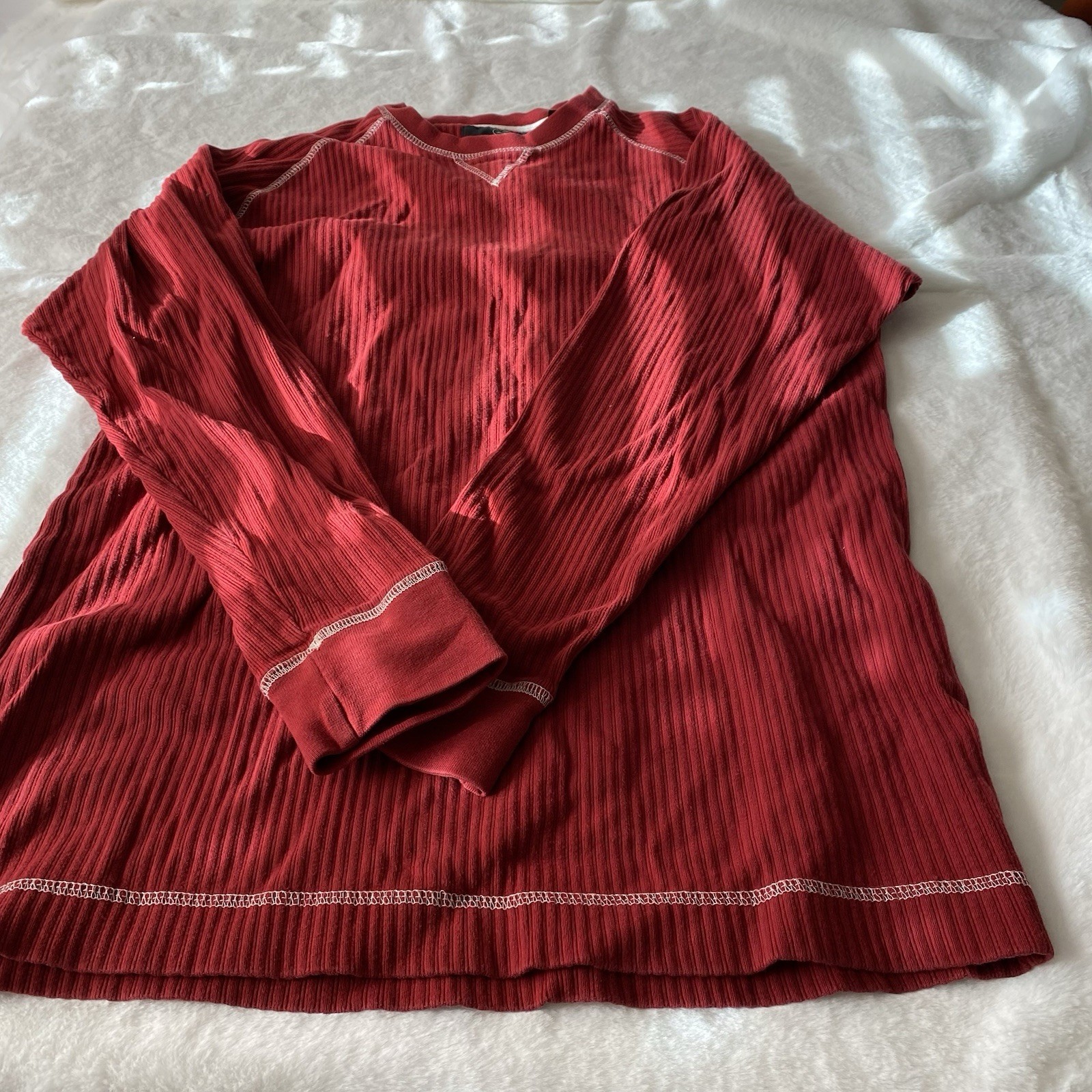 Red Head Thermal Henley Waffle Knit Long Sleeve Sz Deep Red gallery