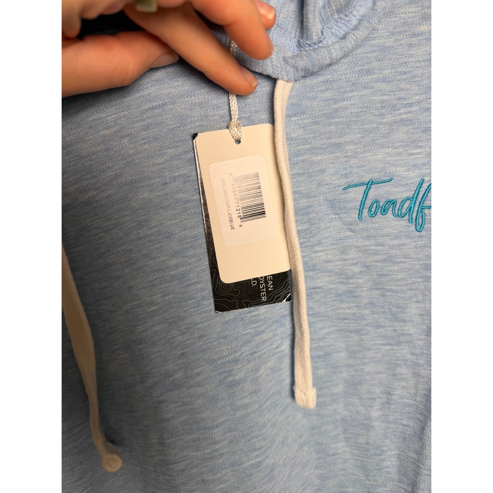 Toadfish Slub Hoody Shirt Ice Blue Size Large Cotton Blend NWT gallery