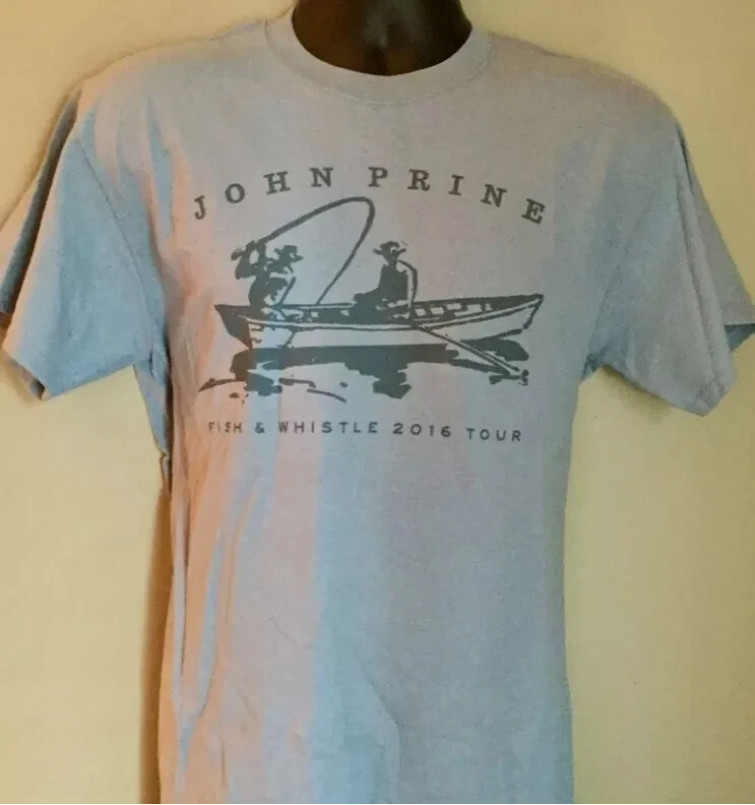 John Prine 2016 Tour T-Shirt, Fish and whistle, SPORT grey color