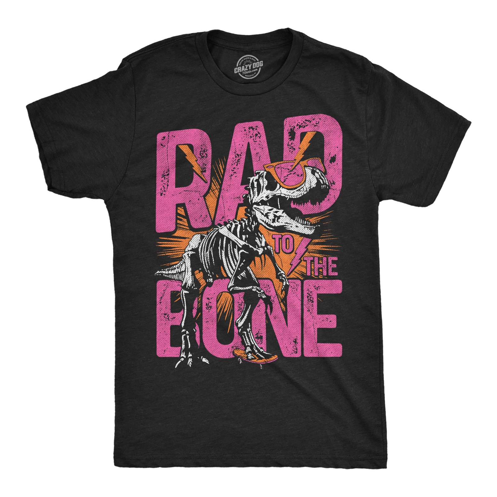 Mens Funny T Shirts Rad To The Bone Sarcastic Dinosaur Graphic Novelty Tee For