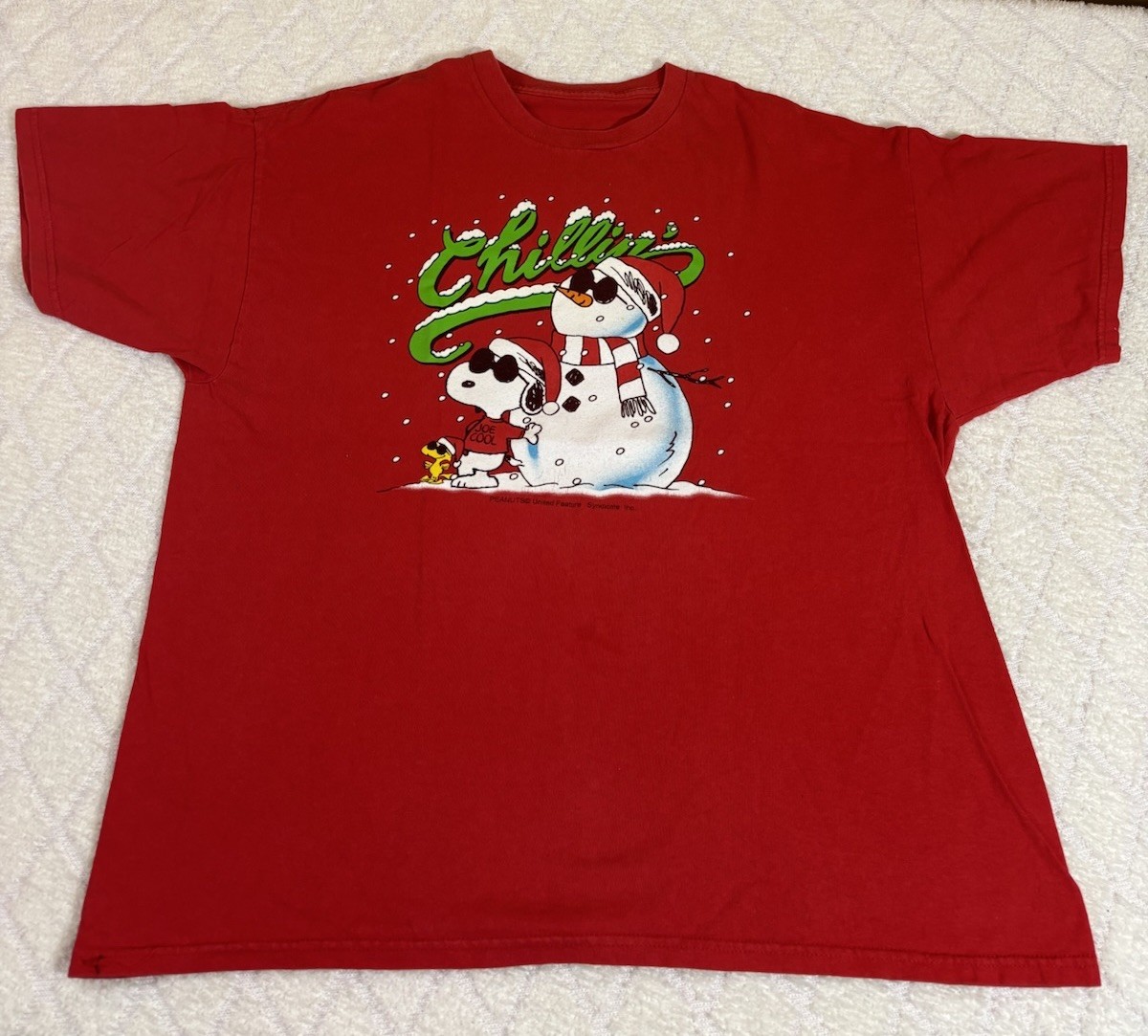 Vintage Snoopy Peanuts Chillin Joe Cool Holiday Red Shirt Size L gallery
