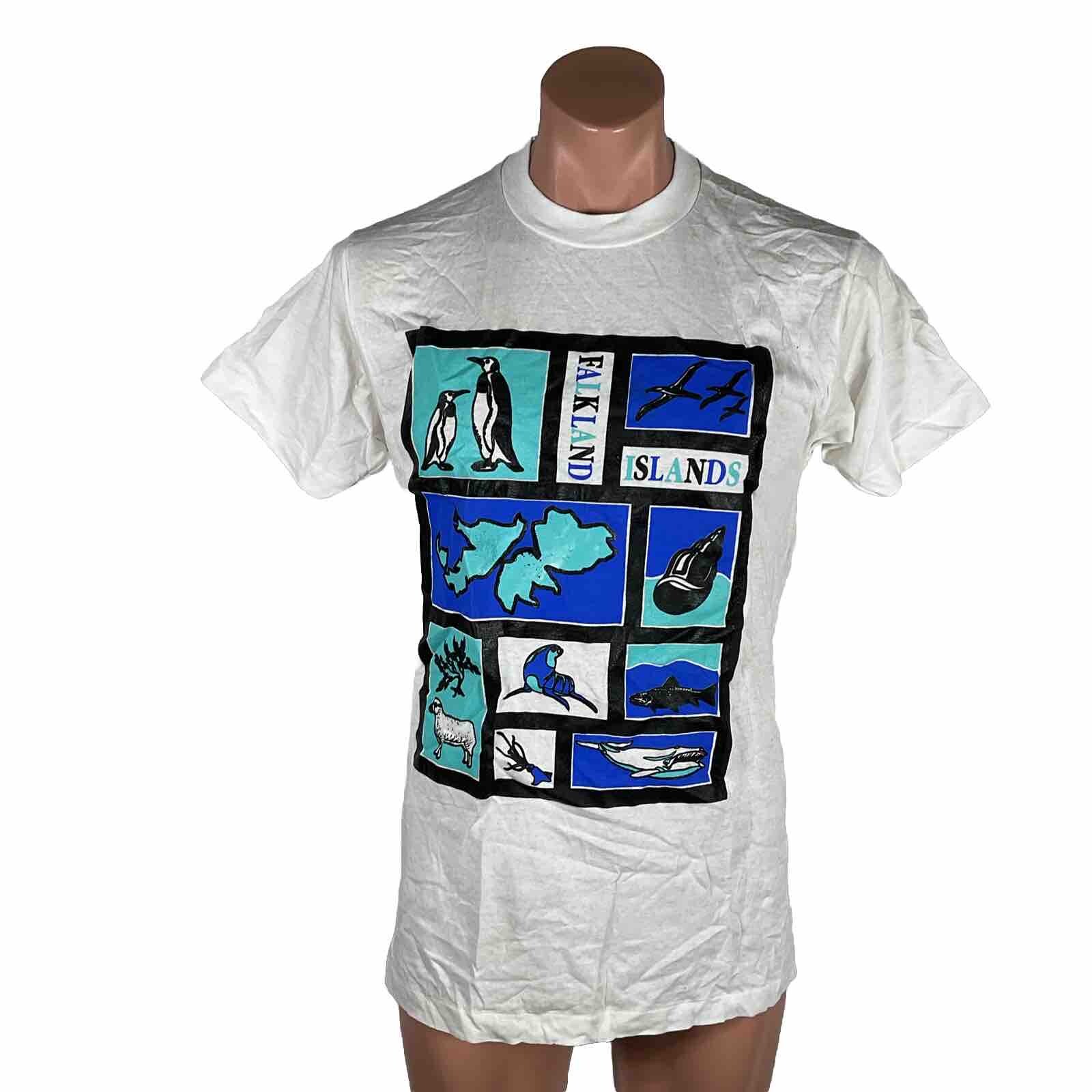 VTG Screen Stars FALKLAND ISLANDS International travel Souvenir t-shirt White LG gallery