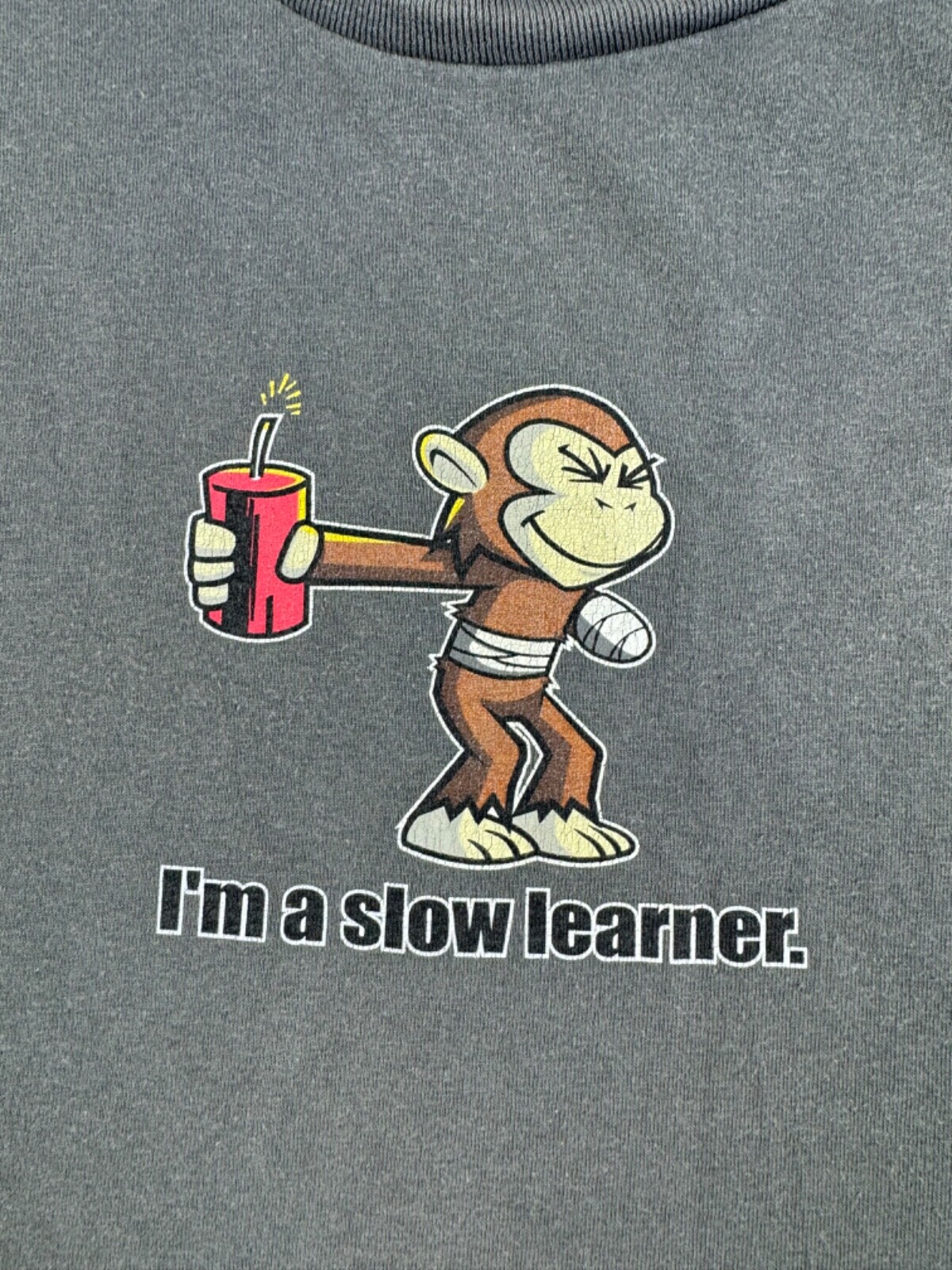 Vintage Humor Monkey I'M Slow Learner Dynamite Joke Y2K Streetwear T Shirt Tee gallery