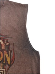 Mens Y2K Harley Davidson Brown Mancuso Central Sleeveless Shirt Size Medium