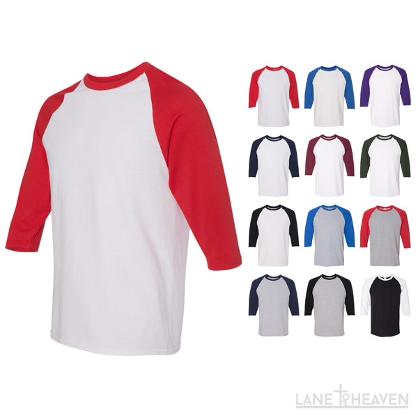 Raglan 3/4 Sleeve Baseball Mens Plain Tee Jersey Team Sports Blank T-Shirt 5700 gallery