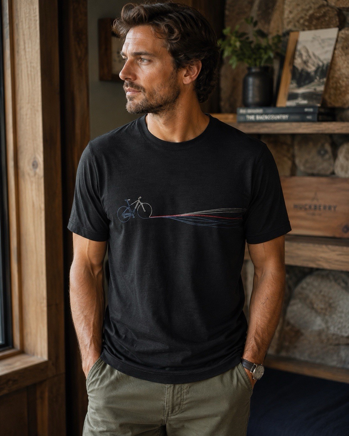 Icebreaker Merino Wool Graphic Bicycle T Shirt Black Size M Men’s Cycling