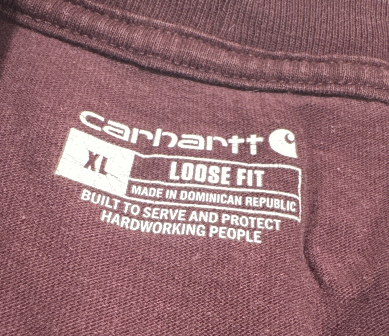 Carhartt K87 Men’s XL Loose Fit Pocket Crew Neck Short Sleeve T-Shirt Burgundy gallery