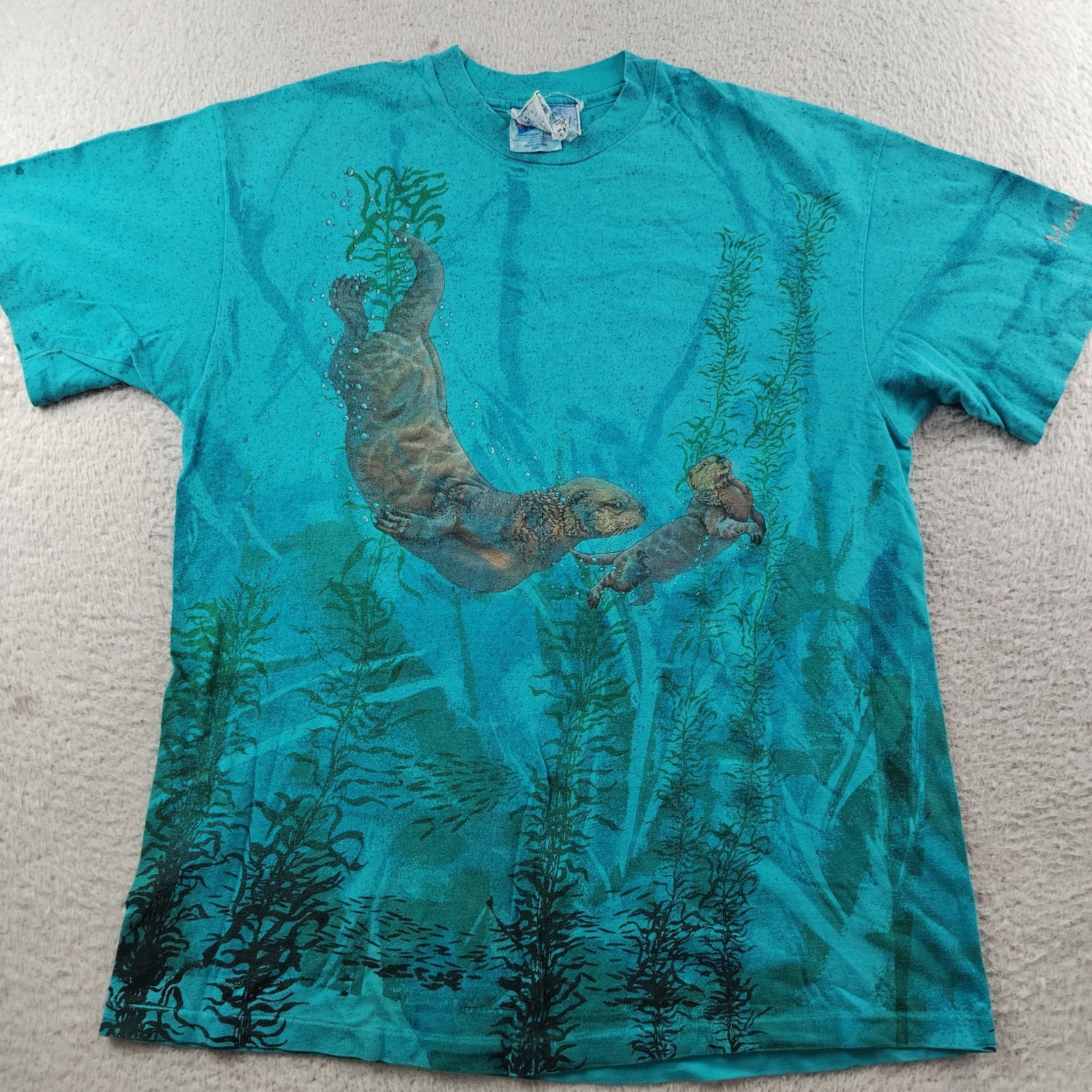 Vintage 1993 Local Color T-Shirt Sz Large Tie Dye Seals Ocean All Over Print gallery