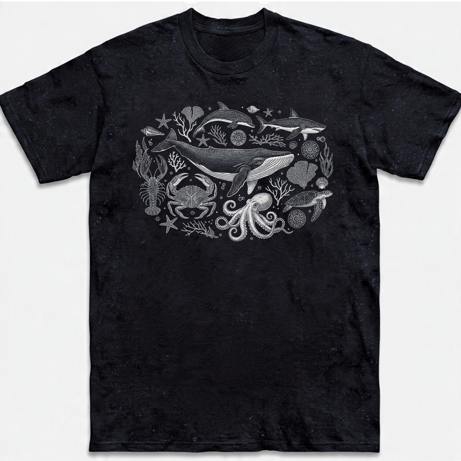 Sea Life Whale Shark Octopus Ocean Marine Retro Vintage Animal Gift Tee