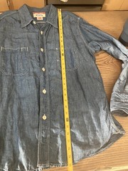 UES Railway Indigo Work Chambray Shirt Long Sleeve Size L Good Condition
