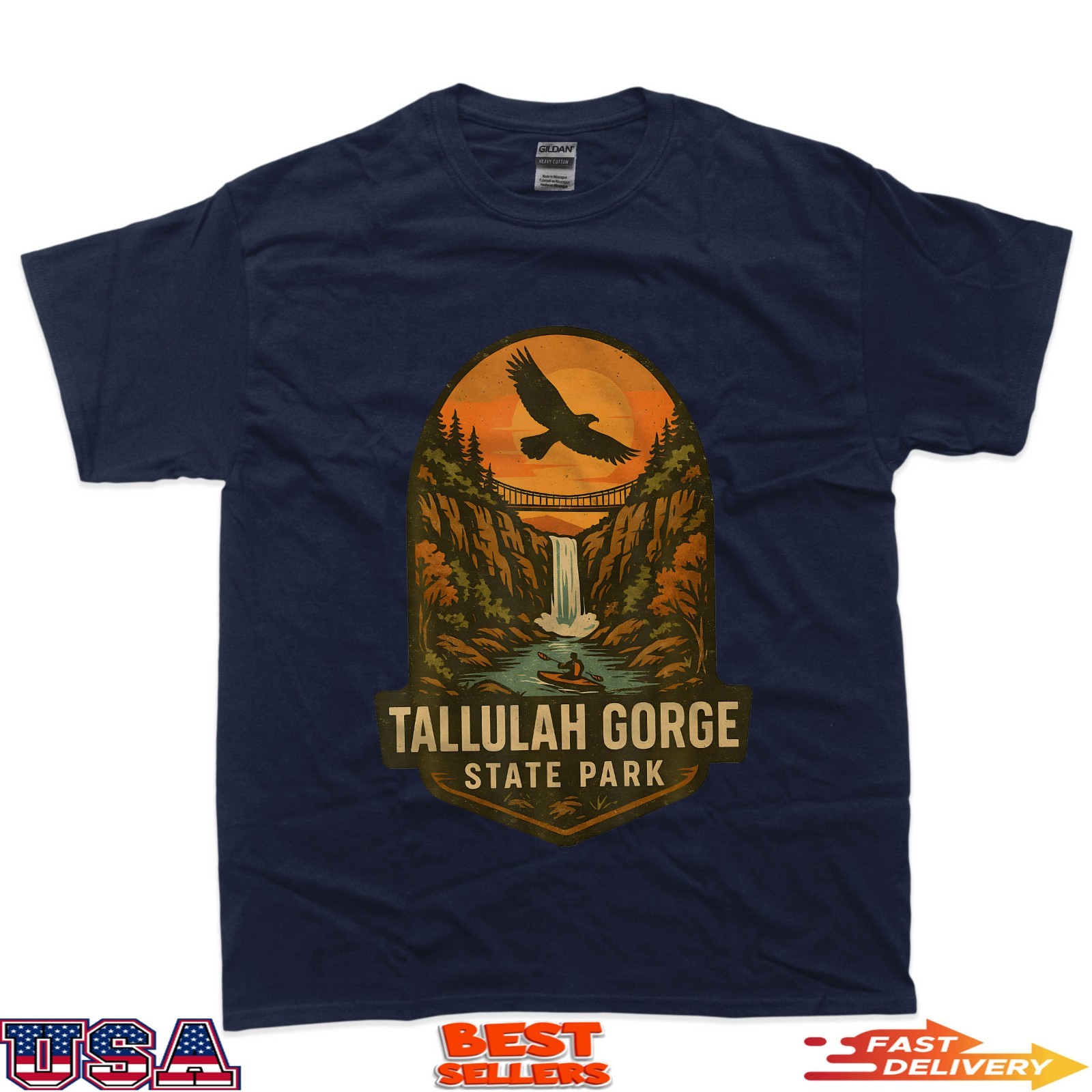 Tallulah Gorge Shirt Waterfall Bridge Kayak Georgia Park T-Shirt gallery