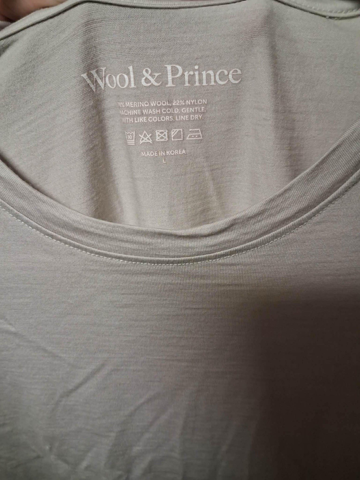 Wool& Prince Signature Crew Neck Tee Men’s Size L Gray gallery