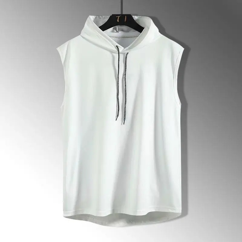 Solid Color Men's Tank Tops Vest Sleeveless Tees For Male Hooded gallery