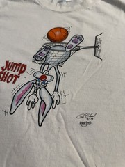 Vtg 90s Hanes Heavyweight Bugs Bunny Looney Tunes Basketball White Men’s L Tee