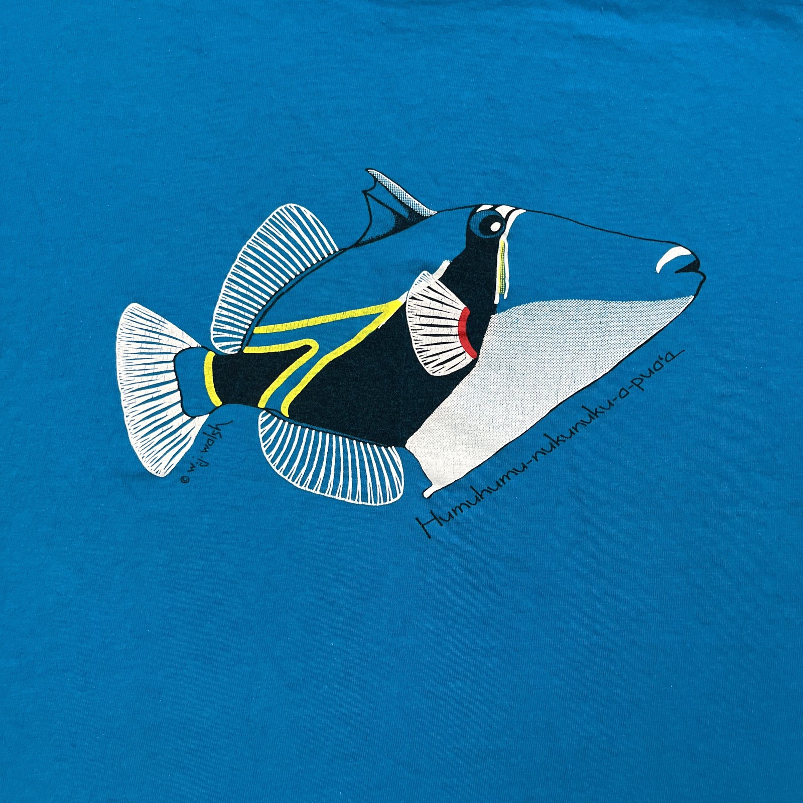 Vintage Hawaii Fish T-Shirt Mens Medium Blue Hanes Kahaluu Kona Beach Nature 90s gallery