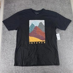 NWT Voyager Black Graphic Short Sleeve Shirt Mountains Mens L