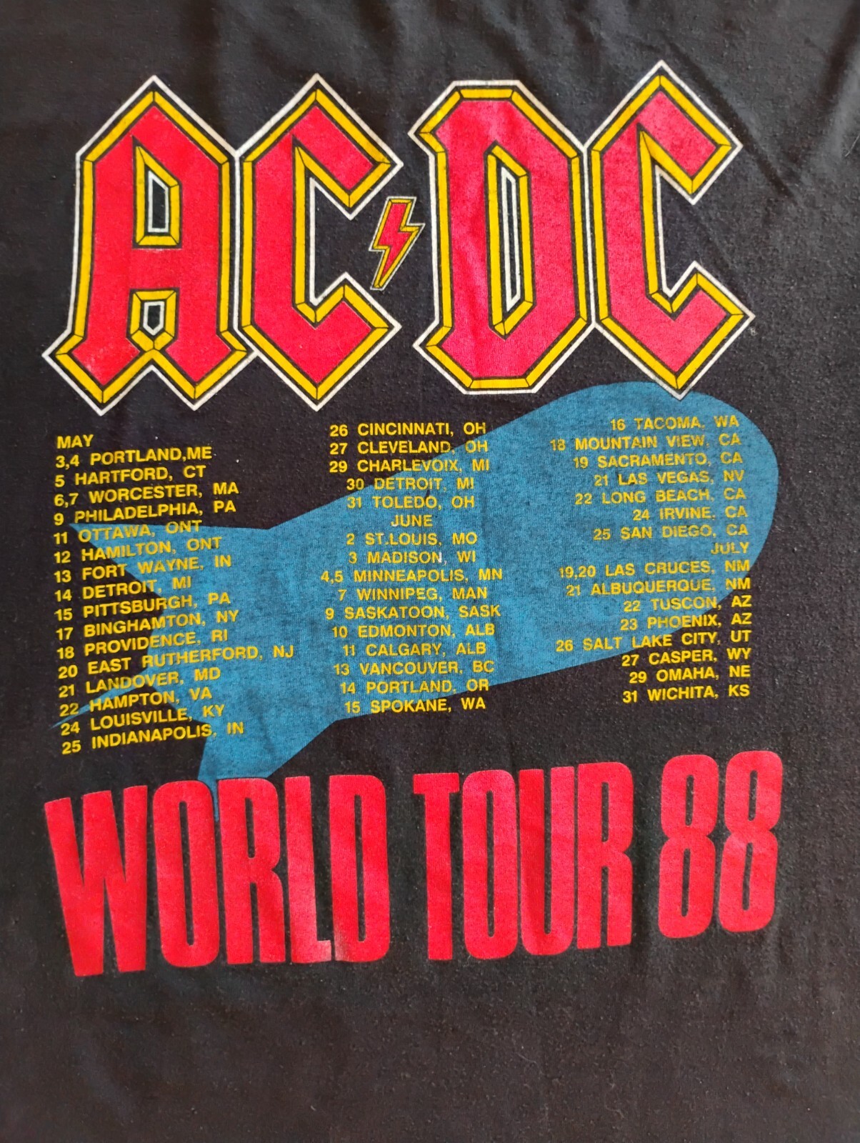1988 AC/DC Heat Seeker World Tour Band T-shirt Single Stitch USA Size Lg gallery