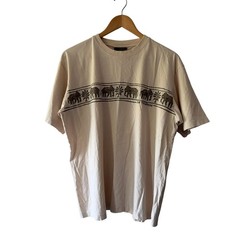 Jim Thompson Mens Elephant Graphic TShirt Cream Beige Cotton Size M Short Sleeve
