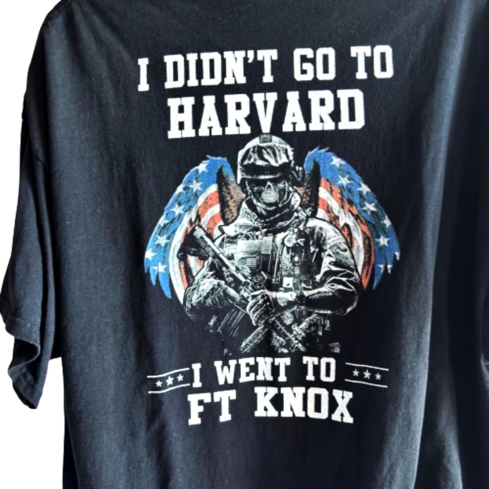 Gildan Men 2XL Black Graphic T-Shirt I Didn’t Go to Harvard I Went to Ft Knox #D gallery
