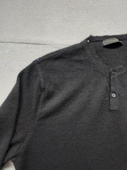 Metropolitan View Men Shirt M Black 100% Cashmere Henley Long Sleeve Relaxed Fit