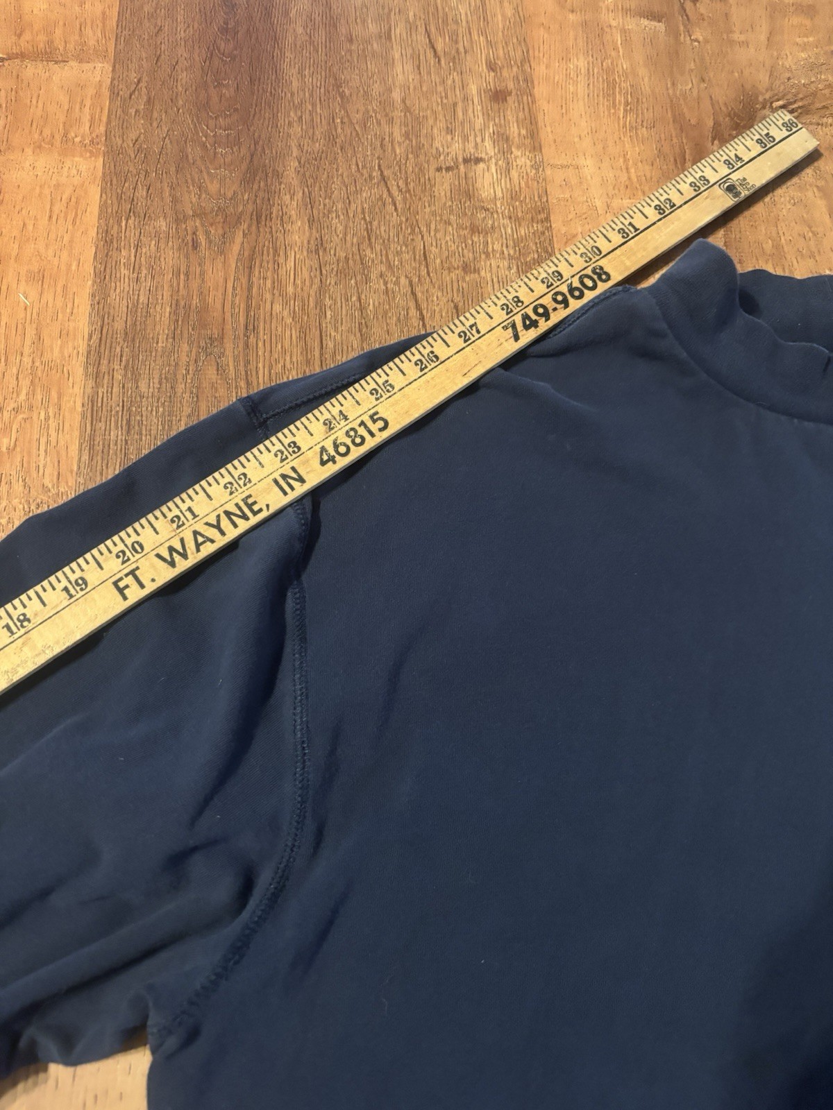 Y2K Nike Mock Neck Long Sleeve T-Shirt Navy Blue Embroidered Swoosh Size Large gallery
