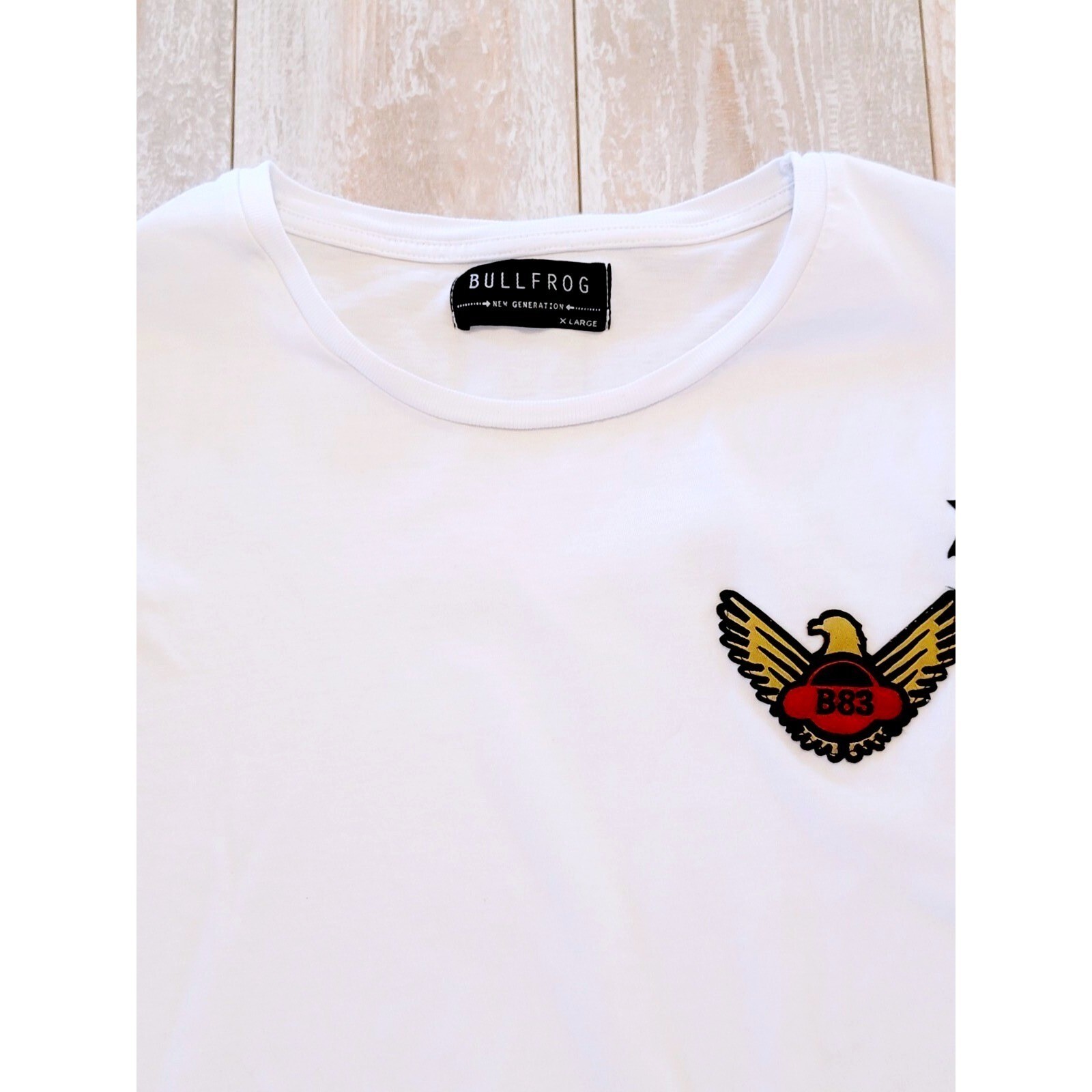 Bullfrog XL New Generation White Houndstooth Patch Graphic T-Shirt Mens Cotton gallery