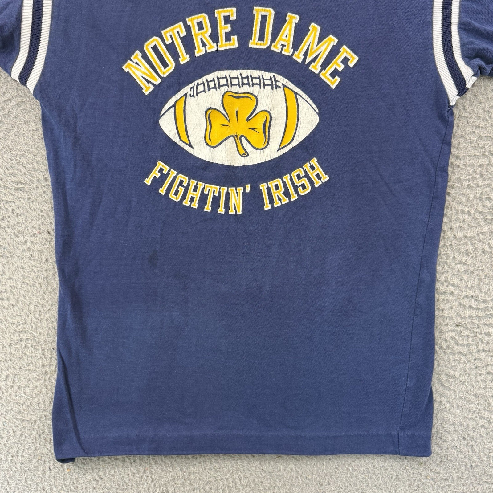 Vintage Notre Dame Shirt Adult Small Blue Quarter Sleeve 80s Sport College USA gallery