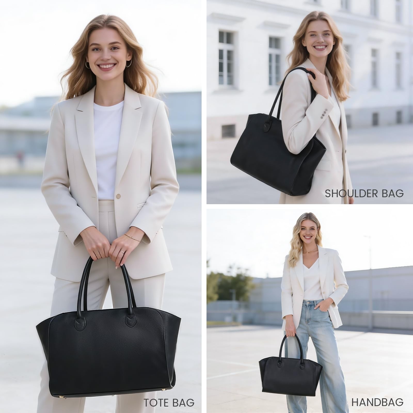 Laptop Tote Bag Purse For Work Leather Shoulder Satchel Handbag Large Multipl... gallery