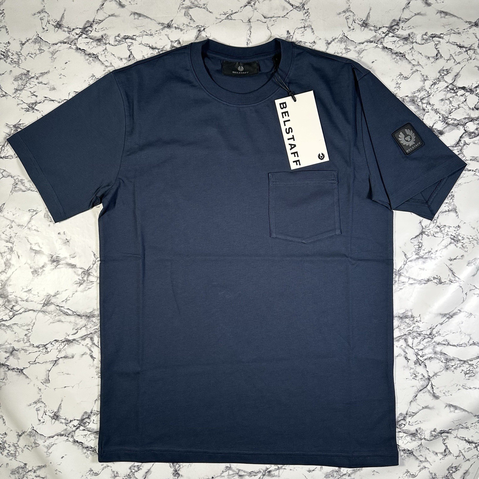 BELSTAFF Mens Deep Navy Blue Thom Pocket T Shirt SIZE SMALL BNWT Authentic gallery
