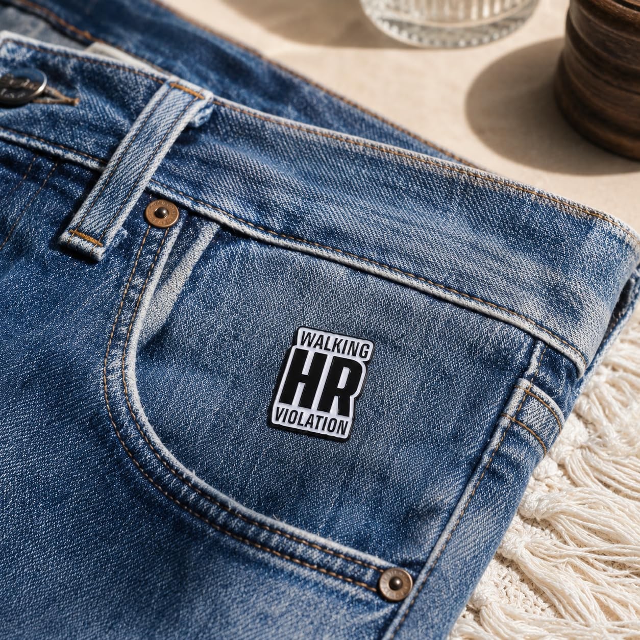 Funny Office Pin - Enamel Humor Work Joke Pins Brooch with Walking HR Violati... gallery
