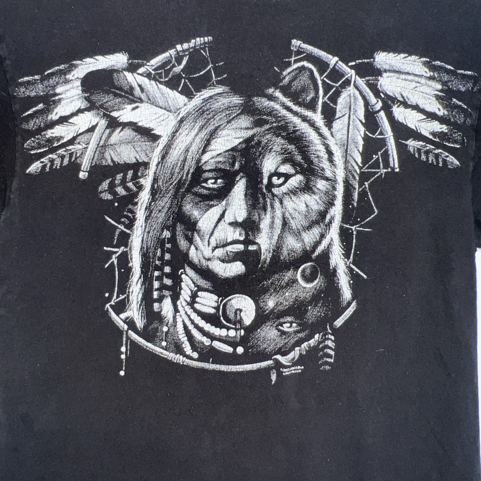 VTG Dreamcatcher American Indian Wolf Shirt Men’s L Liquid Blue Print Delta Pro gallery