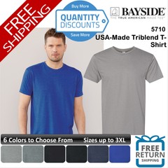 🔥 Bayside Men Usa-made Triblend Ring-spun Short Sleeve T-shirt Up To 3XL 5710
