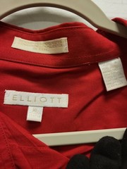 Elliott Red Long Sleeve Button Down Shirt Men’s XL 17-17.5 Rayon Blend Pocket