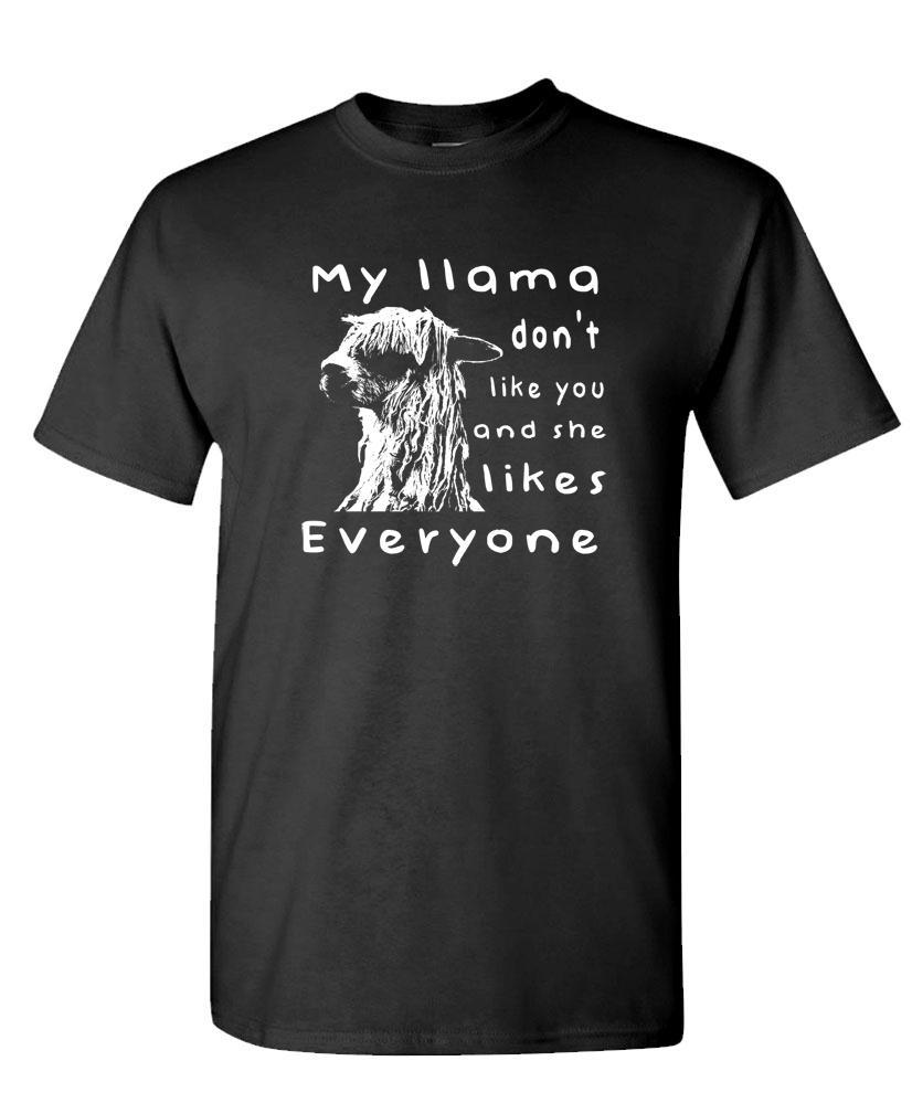 MY LLAMA DOESN'T LIKE YOU - Unisex Cotton T-Shirt Tee Shirt gallery