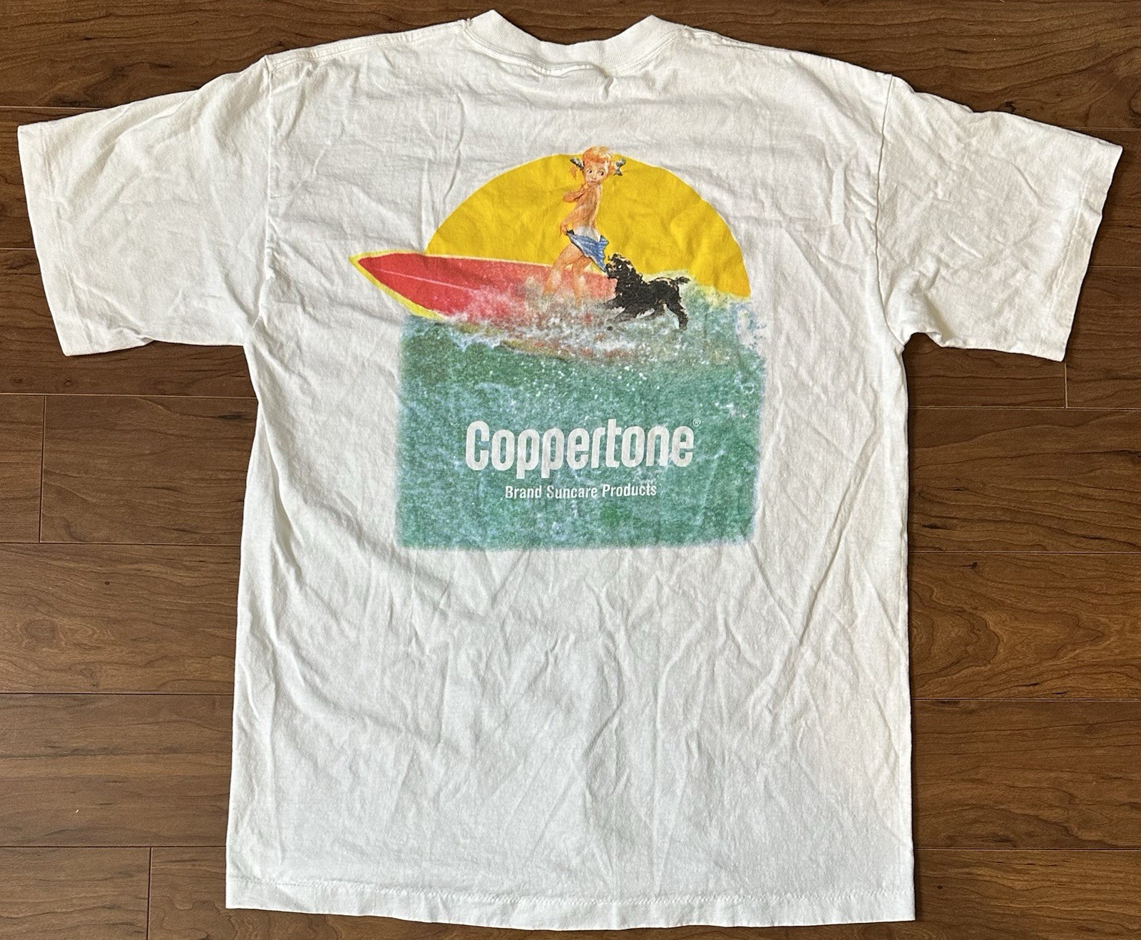 Vintage 90s Coppertone Sunscreen T-Shirt Mens XL Single Stitch Ad Promo USA Made gallery