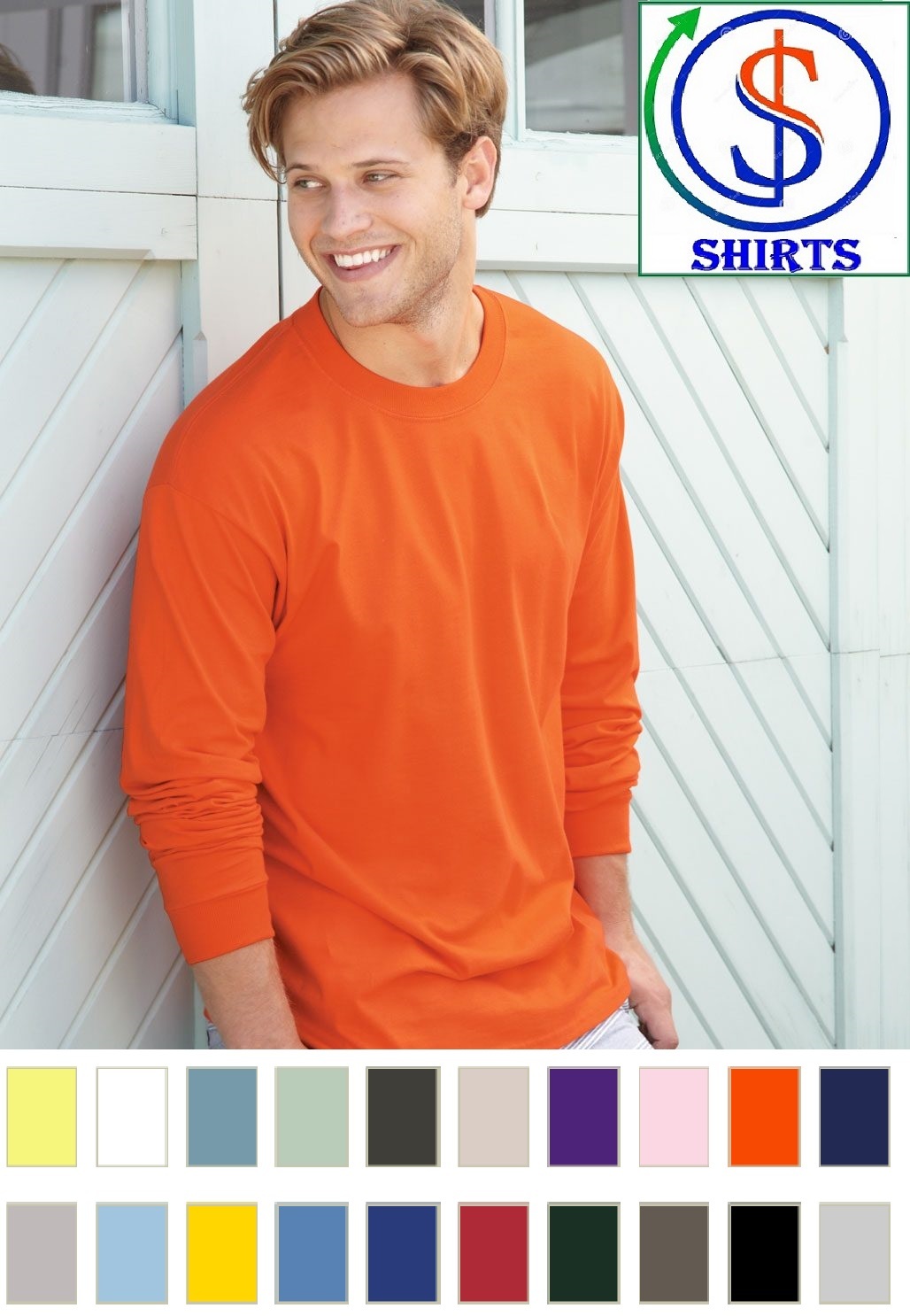 Hanes 5186- Long Sleeve Beefy-T shirt 100% Ringspun Cotton S-3XL Ribbed cuffs gallery