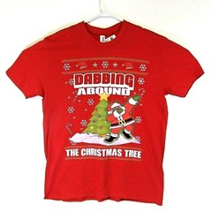 Santa Claus Dabbing Around the Christmas Tree Red T-Shirt Men’s XL (44)
