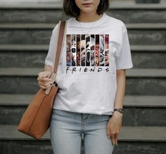 S-XL UNISEX Halloween Characters Meets Friends – White T-Shirt