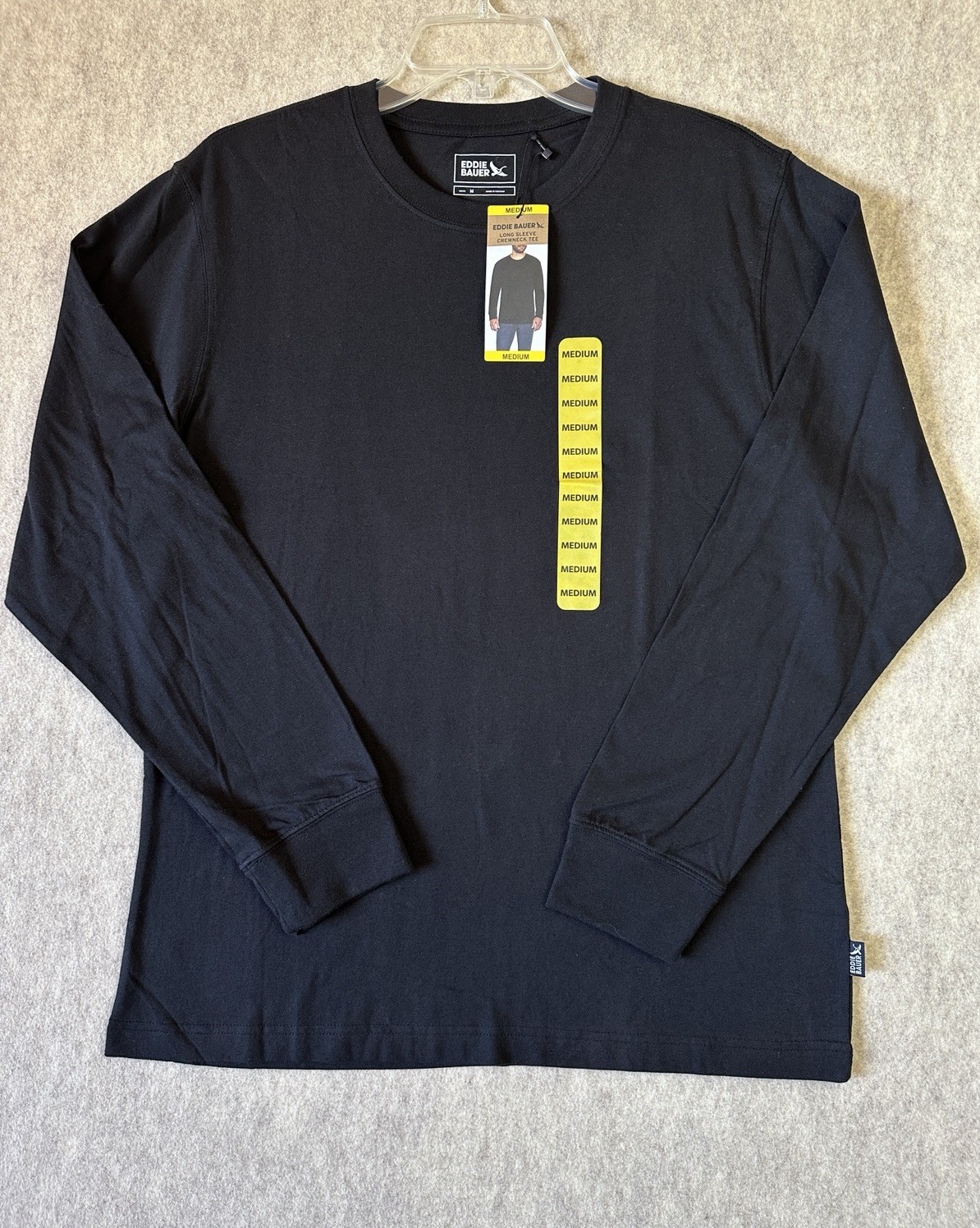 EDDIE BAUER Men's Black Medium Soft Lightweight Long Sleeve Crewneck T-Shirt gallery