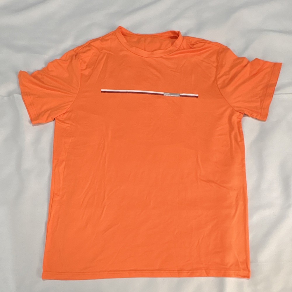 Mens Orange Polyester Elastane Crew Neck T-Shirt XL ‘ A2