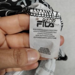 Fila Men’s Medium Shirt All Over Print Black Graphic Crew Neck Tee Logo