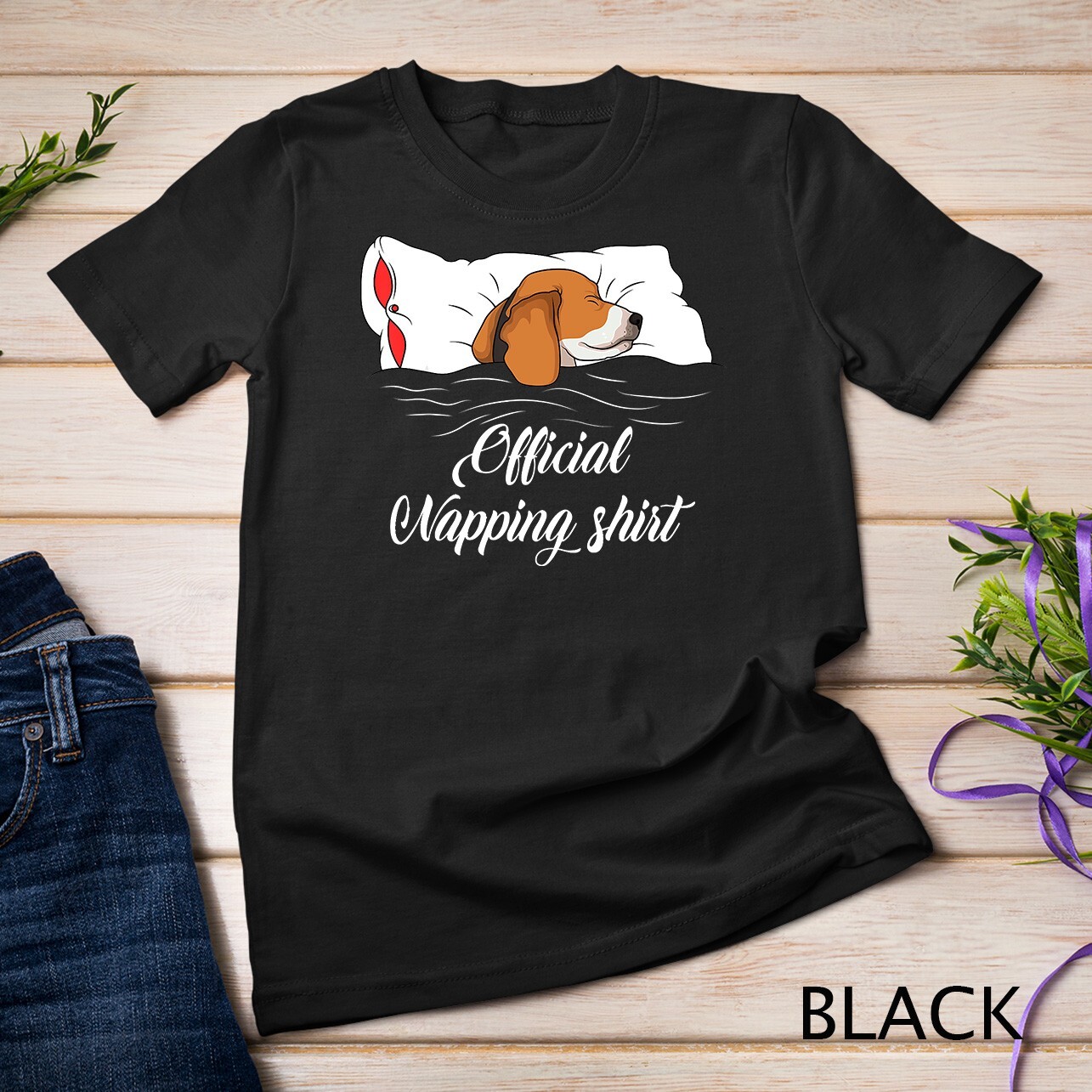 Sleeping Beagle Pyjamas Dog Lover Gift Official Napping Unisex T-shirt gallery