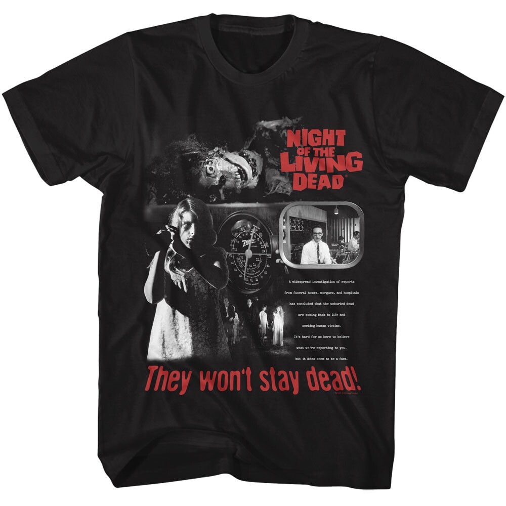 Night Of The Living Dead T Shirt Horror Movie WONT STAY DEAD Black Cotton gallery