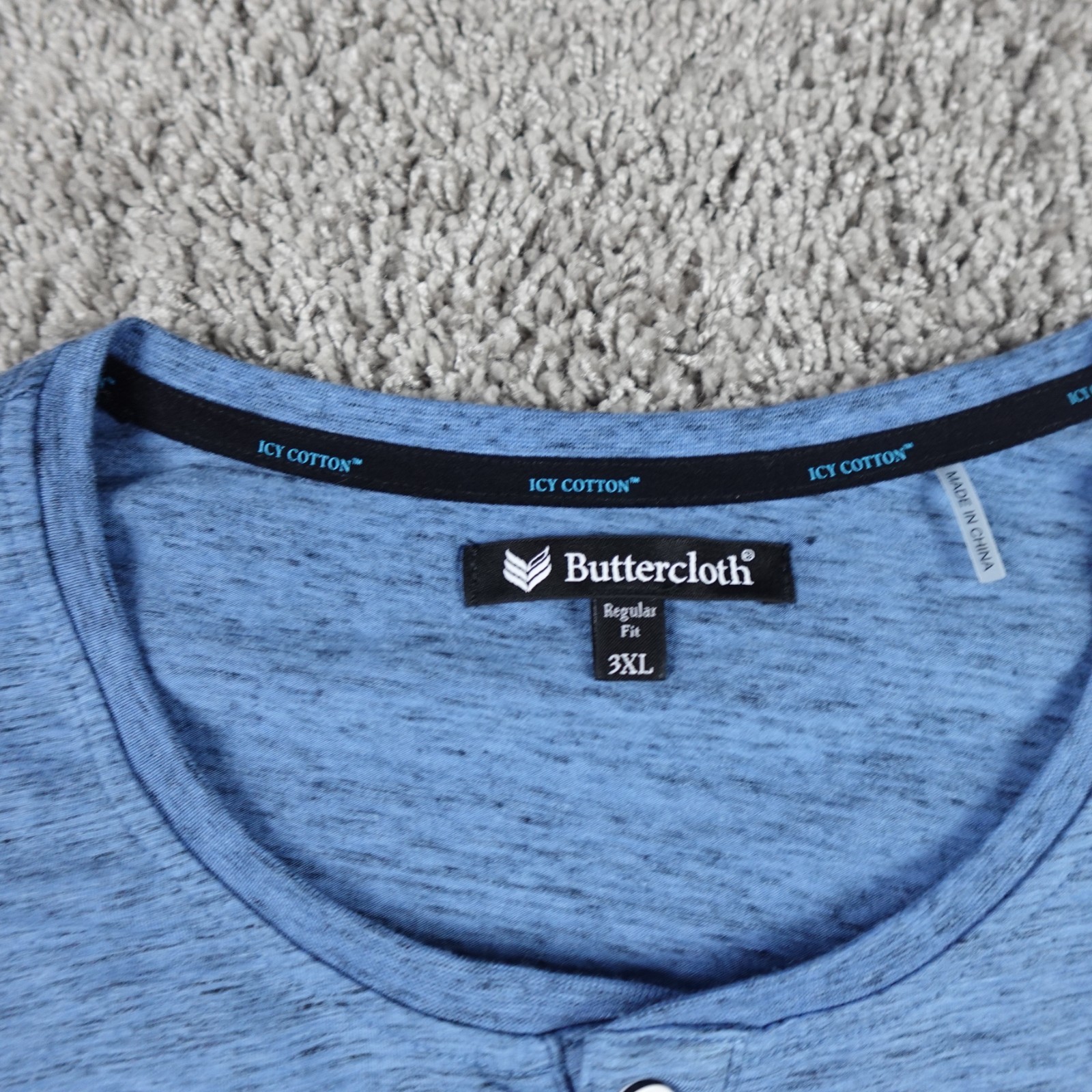 Butter Cloth Henley Shirt Mens 3XL Blue Icy Cotton Mint Fabric Performance gallery