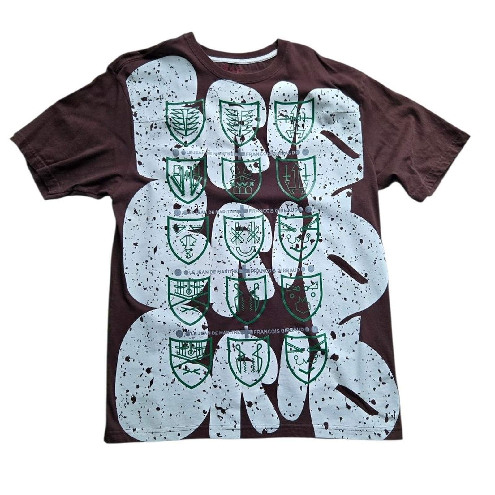 Marithe Francois Girbaud Graphic Tee Brown Men XL Raised Print Vintage Style gallery