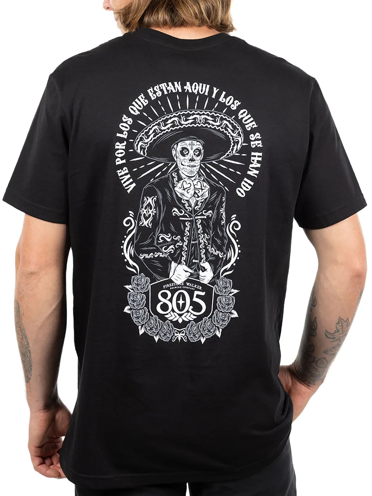Fasthouse Men’s 805 Premier Vive Por Short Sleeve T-shirt Skeleton with Sombrero