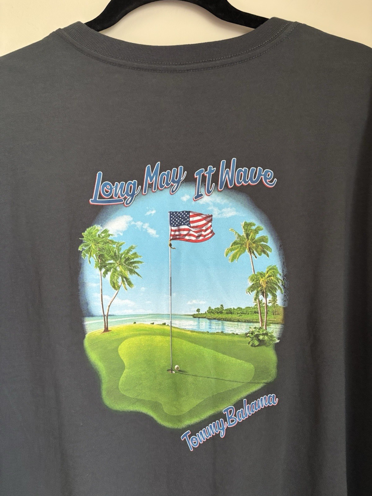 Tommy Bahamas T Shirt Golf Flag Long May It Wave Mens XL Travel Vacation Sports gallery