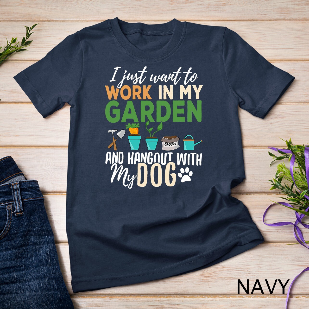 Gardening T-Shirt Dog Lover Gardener Garden Pet Gift Plants Unisex T-shirt gallery
