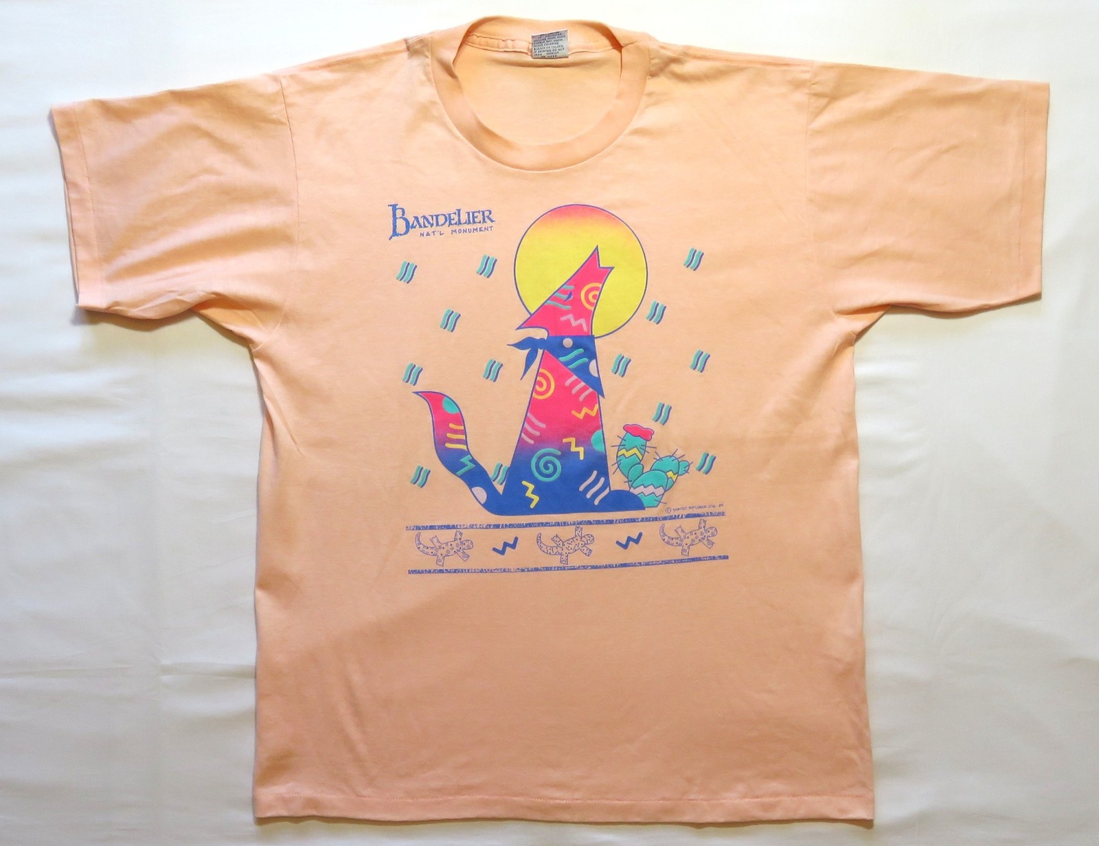 1980's Vintage T Shirt Bandelier National Park Nature Scene Art Logo Cal Cru Tag gallery